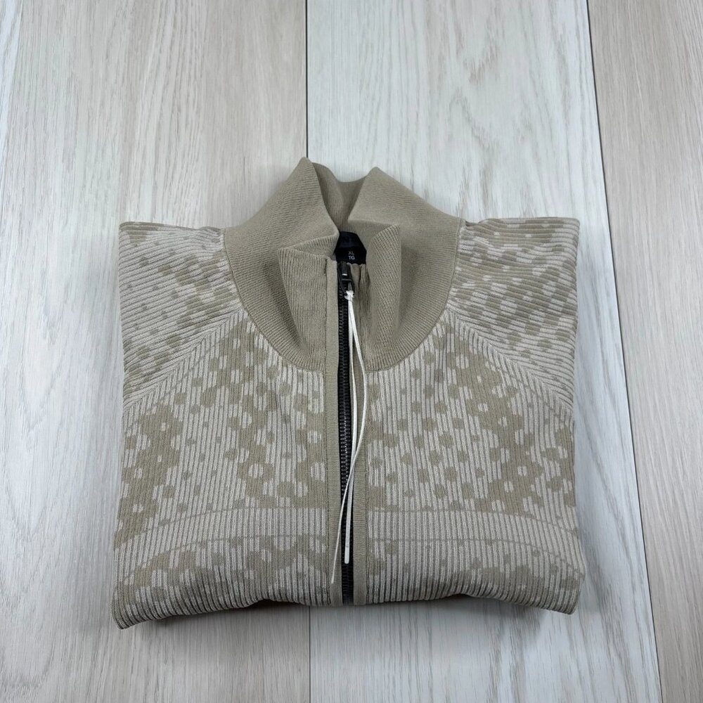 Lululemon Slnsh Mens Beige Two Tone Fitted Long Sleeve Full-Zip Sweater XL